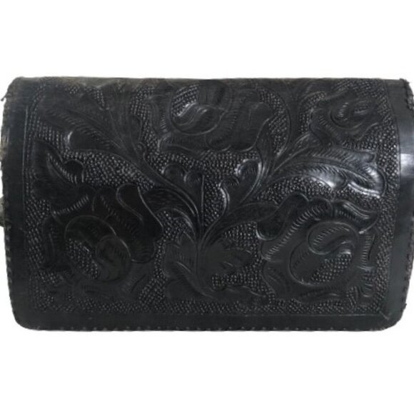 Vintage leather tooled shoulder bag purse - Picture 3 of 16